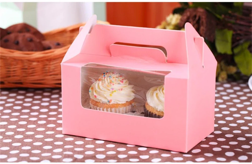
donuts paper box fancy paper cake box with clear PVC window 