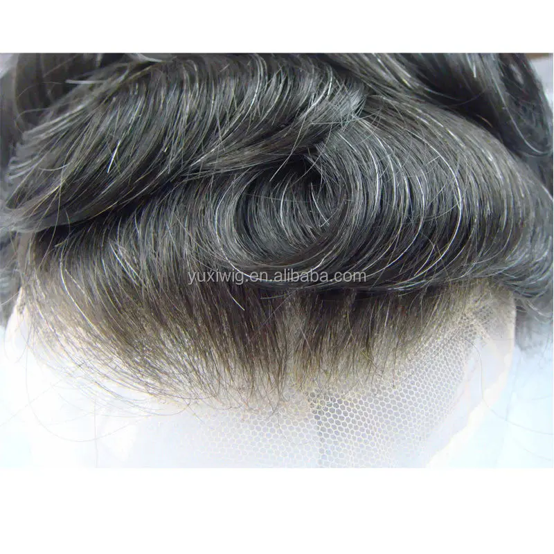 Natural French Lace Remy Toupee Hair Replacement Piece with Perfect Bleach Knot