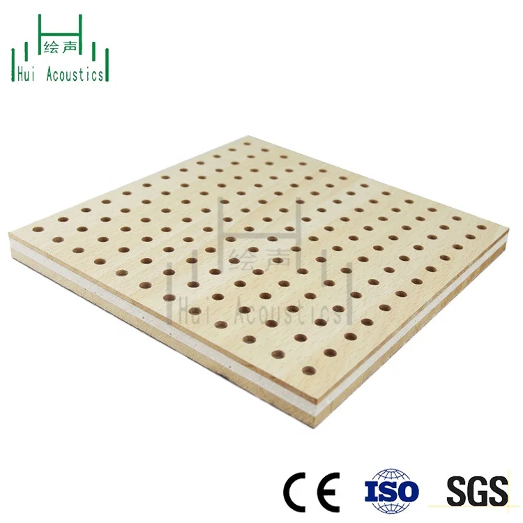 Perforated Soundproof Interior Sheets Wood Fiberboard Perforated Acoustical Ceiling Tiles