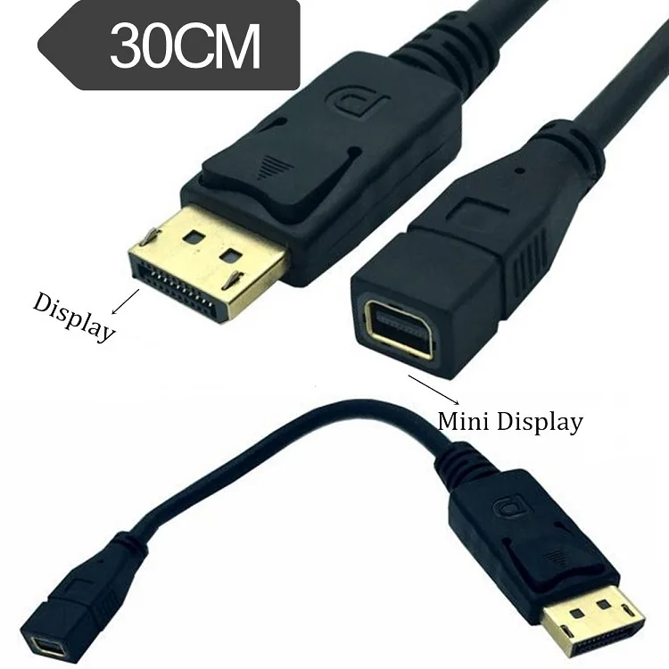 0.3m DisplayPort to Mini DisplayPort Male to Female Adapter DP male to MINI DP female cable