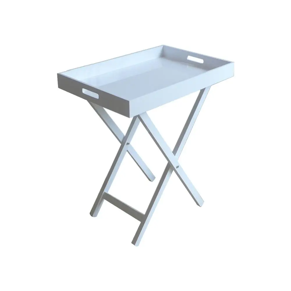 Removable and foldable white color coffee tray table serving table