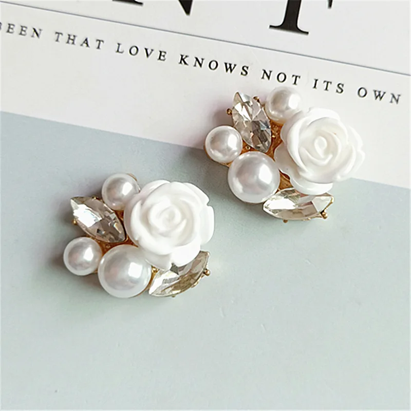 Beauty flower design jewelry pendants jewelry parts brass rose pearl Accessories for bag