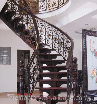 Australian indoor wood curved beam staircaseindoor Beech wood treads stairs Used indoor solid wood railing stairs L-43