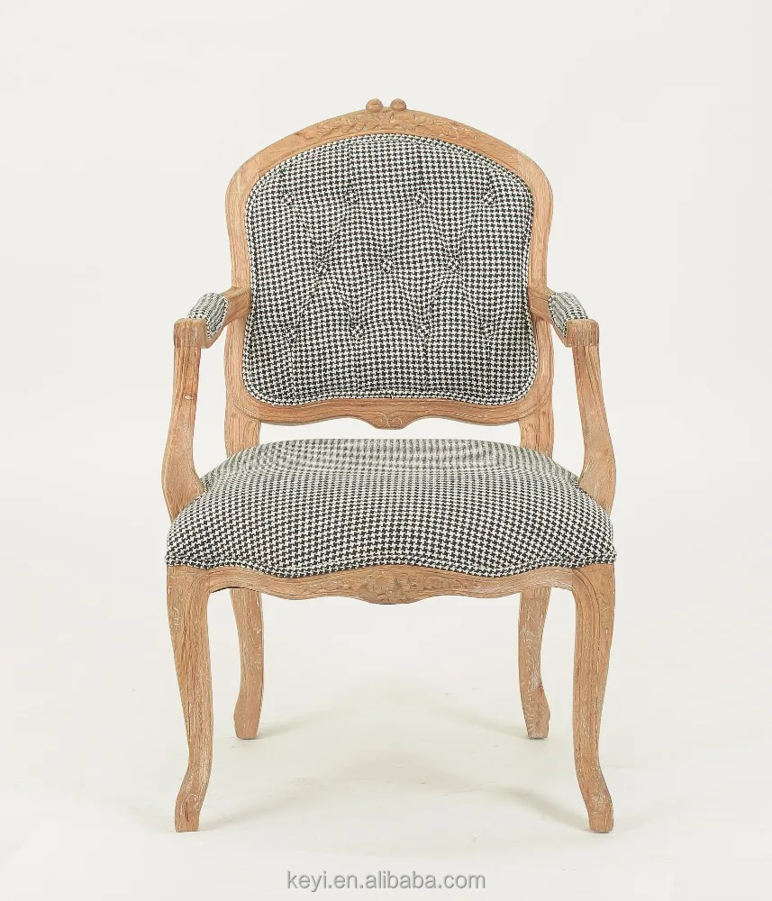 
Upholstered Hand carved Fancy Retro Style Living Room Chair/Vintage French style wood Armchair (CH-923-Oak ) 