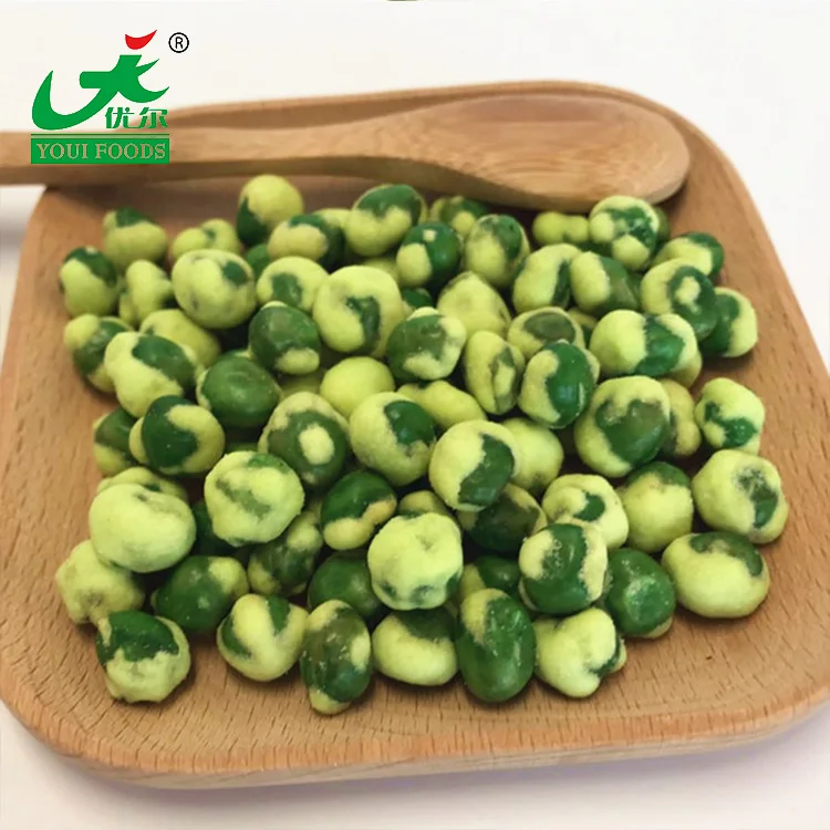 Food halal Yellow Wasabi coated Green Peas Snacks Food low calorie high protein