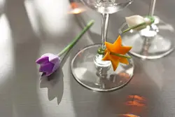 Flower Wine Glass Charms Set of 6 Glass Markers that Work on Stem Glasses - Gift Storage Box