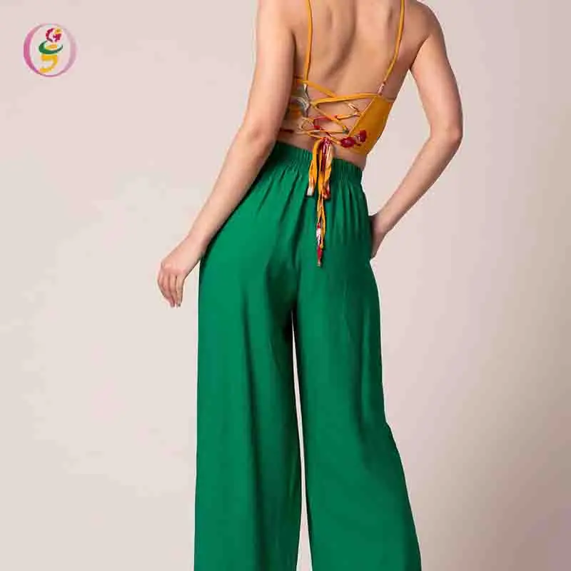 2021hot sellm women green 100% cotton in the style long ladies latest pant design