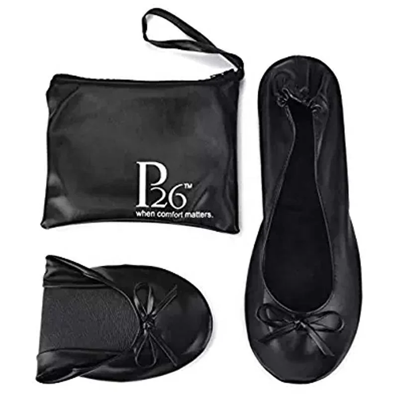 Женская Складная обувь, портативная дорожная балетная обувь на плоской подошве, подходящий чехол для переноски