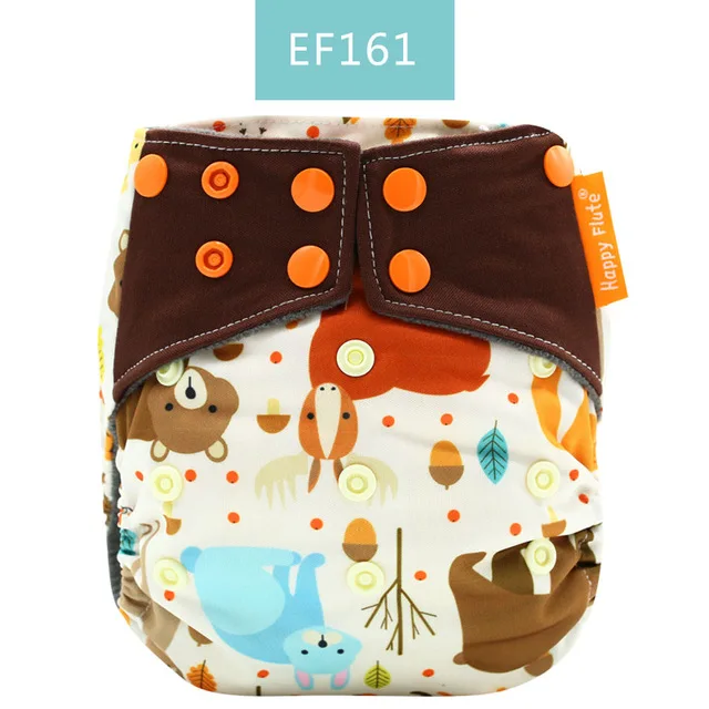 Happyflute Double-Row Snap Washable Bamboo Charcoal AIO Cloth Diaper Reusable Night Nappies for Baby factory wholesale