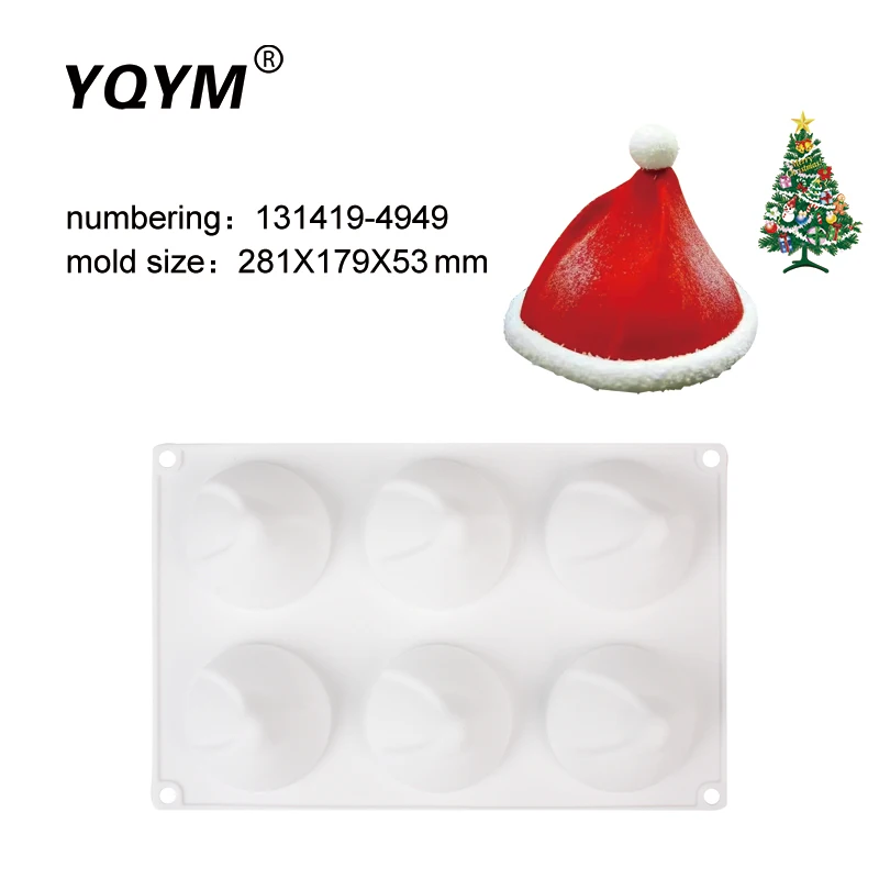 Hot Sale French Dessert Silicone Mousse Cake Mold 3D Christmas decoration hat food grade Silicone baking mold