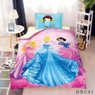 
Teen Girls Embroidery Cartoon, 100% Cotton Princess Lace Duvet Set, Kids Bedding Set image, Pink Twin Size 3Pcs 