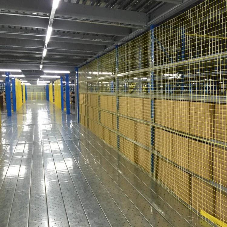
 Maxrac robust steel flooring mezzanine with staircase and safety gates  