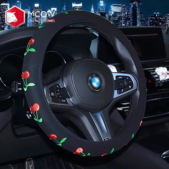 
Fashion Embroidery Design Gril Auto Wrap Steering Wheel Cover For Car Accessories 