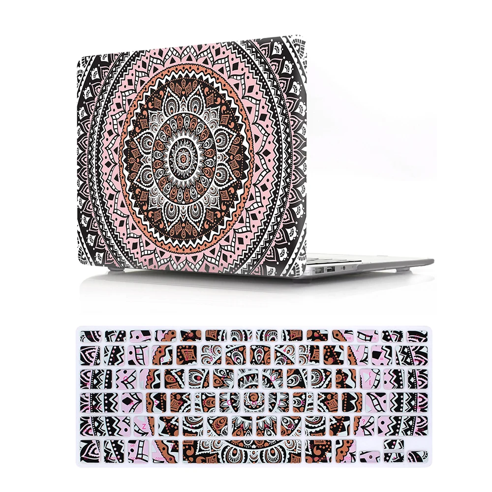 2 in 1 Laptop Case and Keyboard Cover Flower Design Hard Plastic Case Keyboard Cover For Mac air pro retina 13 15 16 inch A2179