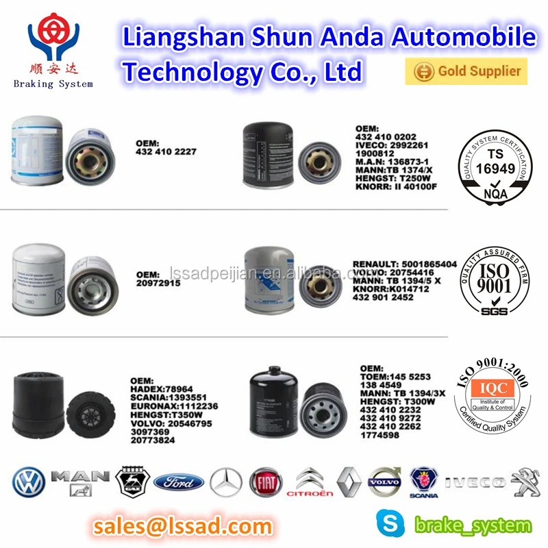 Прицеп и грузовик осушитель воздуха для abs тормозная система/wabco / scania/knorr/daf /человек воздуха тормозной клапан с