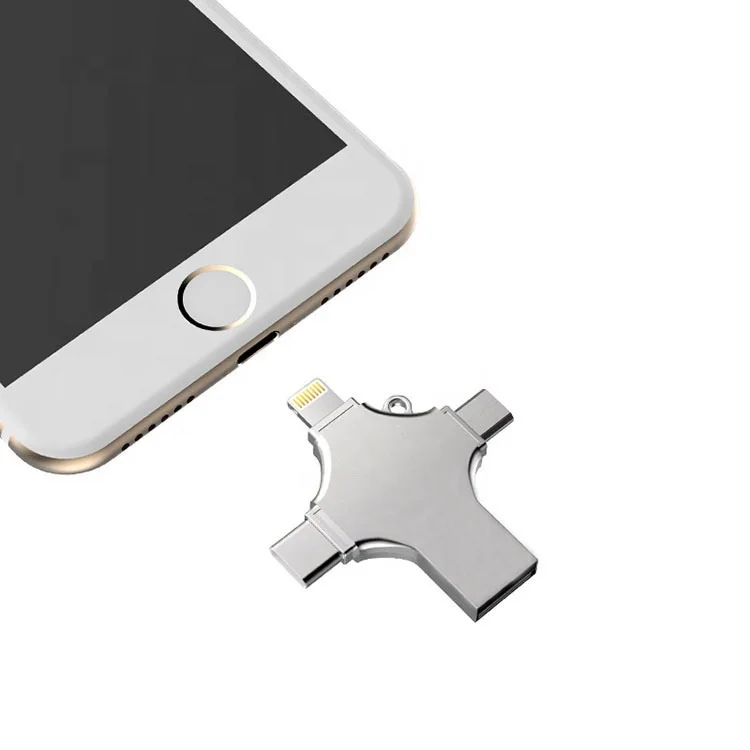 Wholesale metal cross four in one mobile phone U disk is applicable to android type-c 3.0 usb otg flash drive