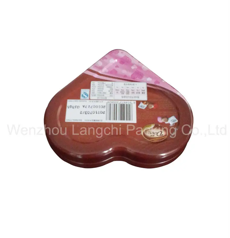 Сердце форма пользовательские печатные шоколад жестяная коробка/подарок на день Святого Валентина Олово/сладкий Олово