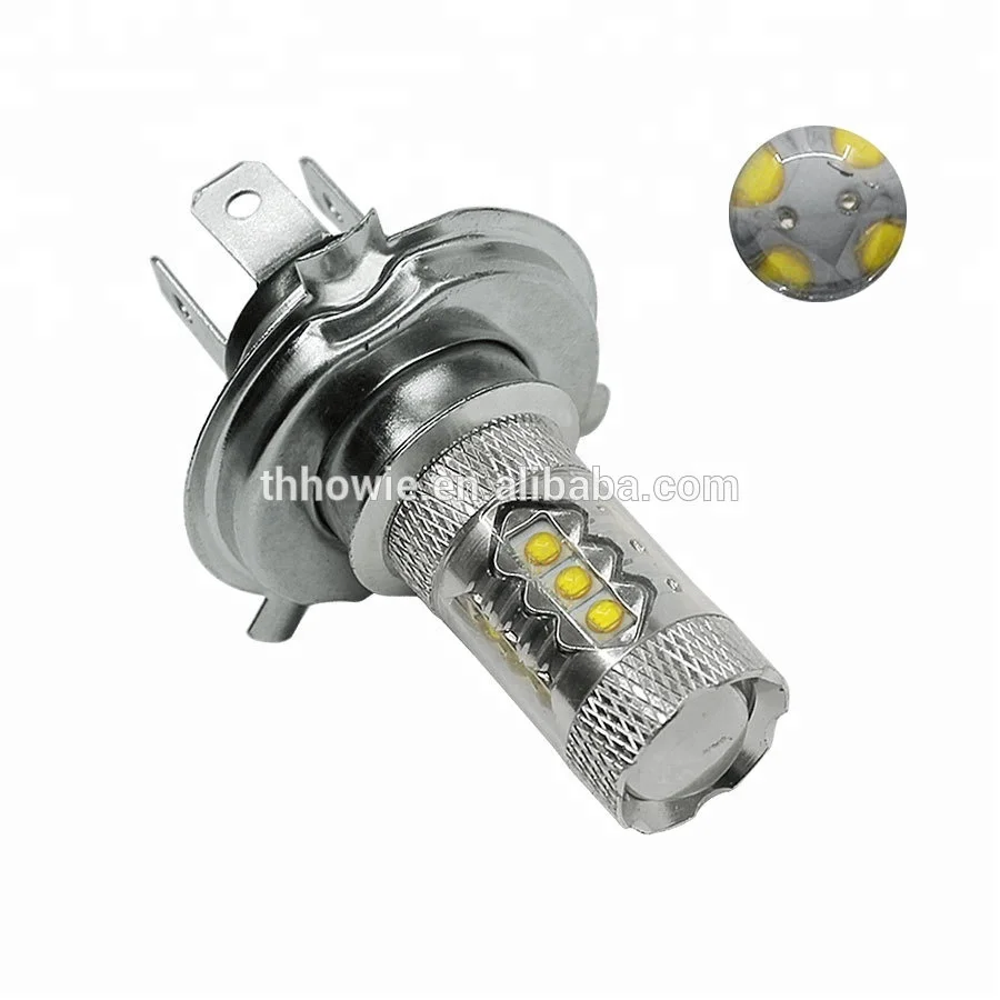 High Power H4 Led High Low Beam 80W Car Headlight Bulb 6000K White 12 volt Automotive Led Head lights H4 Auto Fog Lamp With Lens