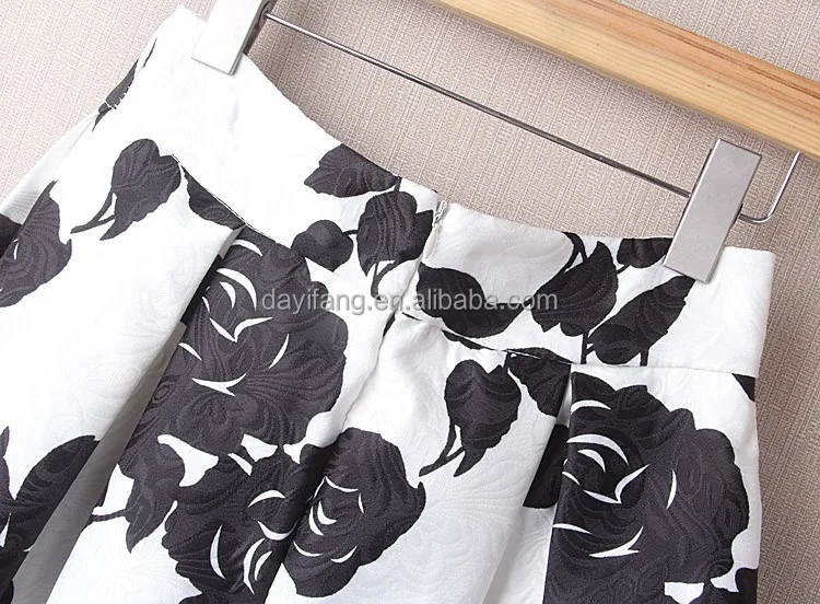 A line midi skirt women pleated high waist lady skirt vintage floral print casual 2016 summer fashion ball gown skirt