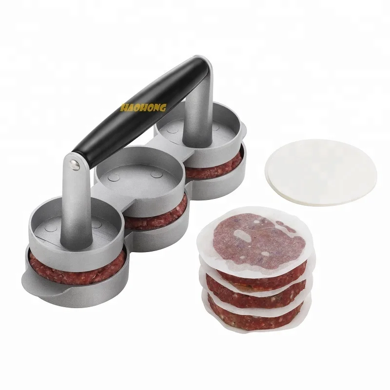 high quality Aluminum 3 slot mini hamburger patty maker burger press