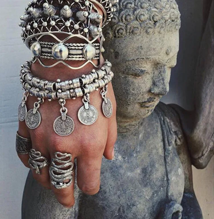 idealway Antique Silver Anklet Coin Tassel Leg Bracelet Jewelry Beach Ankle Chaine Foot Chain Anklets