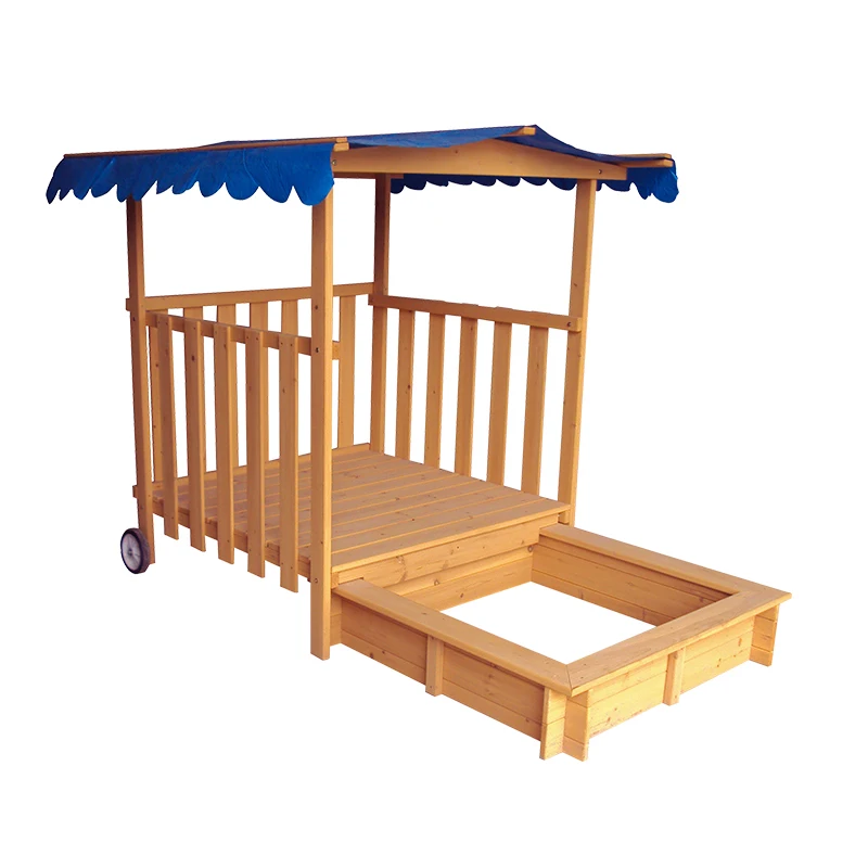 
Garden Kids Sandbox With Canopy Platform And Wheels 