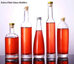 Manufacturer Fashion Design Round Liquor Spirits 500ml Vodka 70cl clear Whiskey 750ml empty bottle Custom Glass Bottles