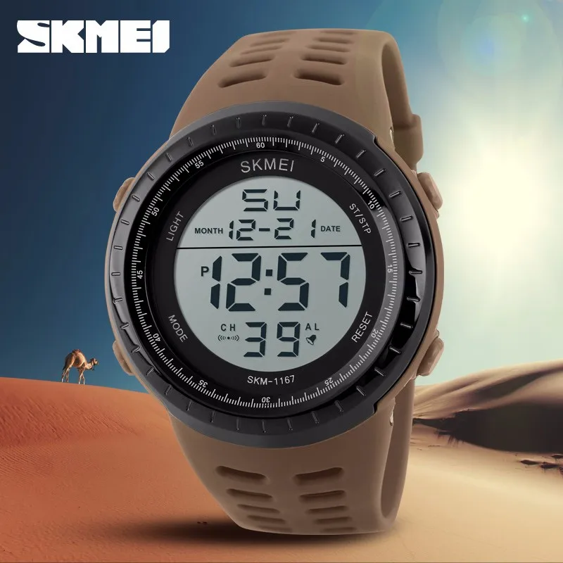 SKMEI 1167 2019 новые Брендовые мужские светодиодные цифровые часы модные спортивные подходят для ныряния плавания на открытом воздухе