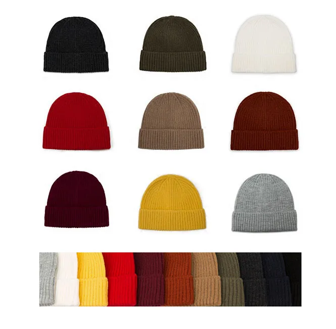 Wholesale Black ribbed blank beanie hat