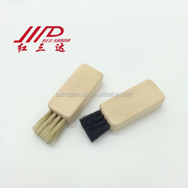 Sanda маленькая щетка из Букового дерева для обуви, черная или белая щетина кабана, 7,5 см