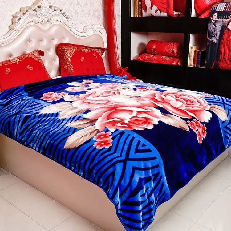 
100% cotton fleece flannel blanket winter flannel shirt flower printed blanket 