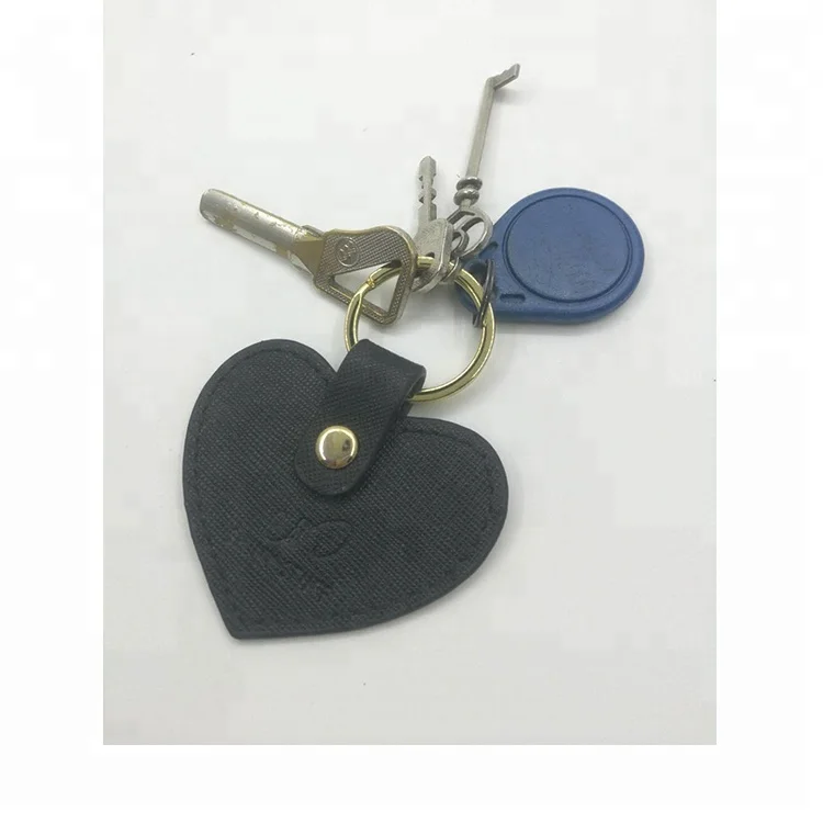 custom mini pale pink leather heart shape keychain promotion gift