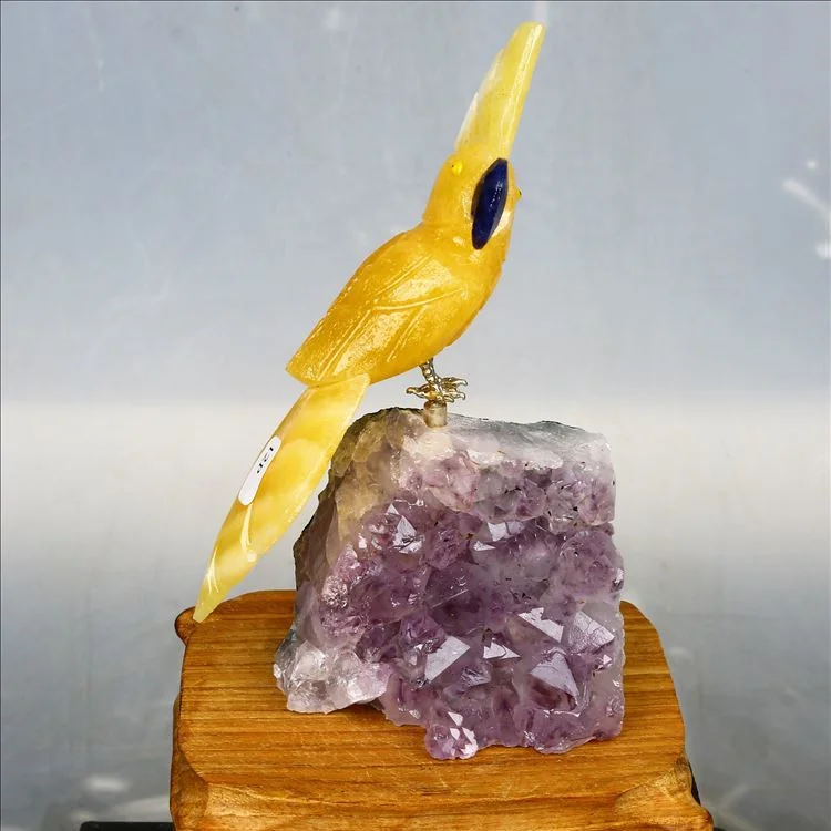Natural Mineral Crystal Stone Carving Animals Birds Amethyst Cluster Crystal Crafts