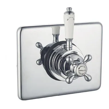 Traditional Bathroom Luxury Concentric Thermostatic Shower Mixer Valve Concealed/Exposed with Square Backplate
