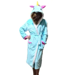 AIMINYZ Wholesale Cartoon Unicorn Nightgown Robe Cheap Nightwear Sleepwear Women Terry Bathrobe Pajama Adult Onesie Girl Men