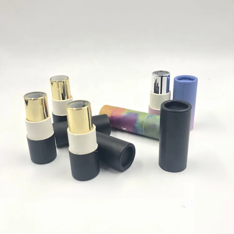 Environmental protection black empty kraft paper lipstick tube /kraft lipgloss container / round lip balm paper tube