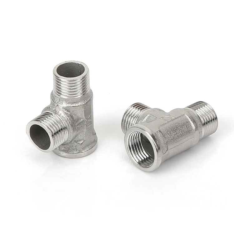 stainless steel 201 304 pipe tee fitting SUS male female threads tee fitting water plumbing pipe equal tee fitting
