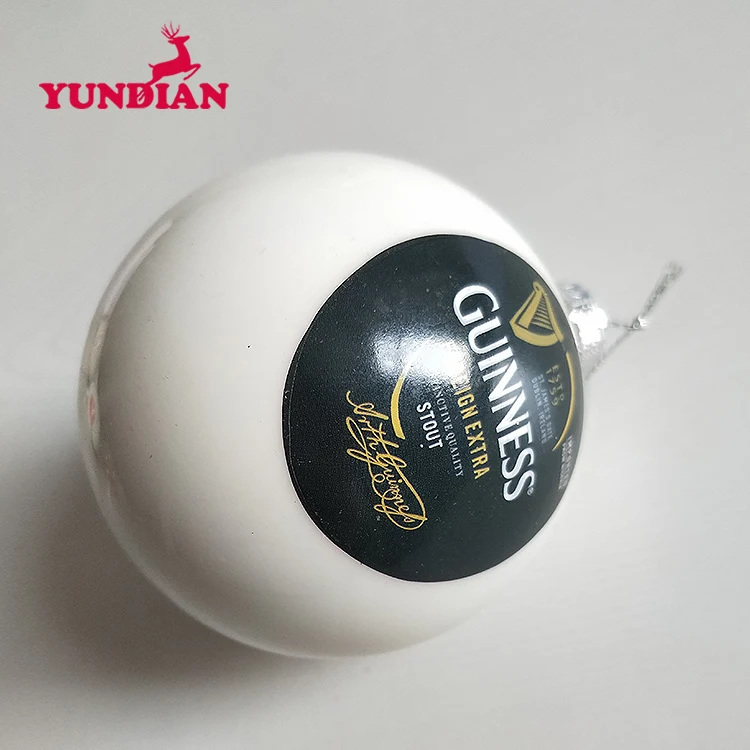 Оптовая продажа, декоративная подвесная Рождественская елка на заказ, 8 см, белые стеклянные украшения, шар с напечатанным логотипом для праздничного подарка