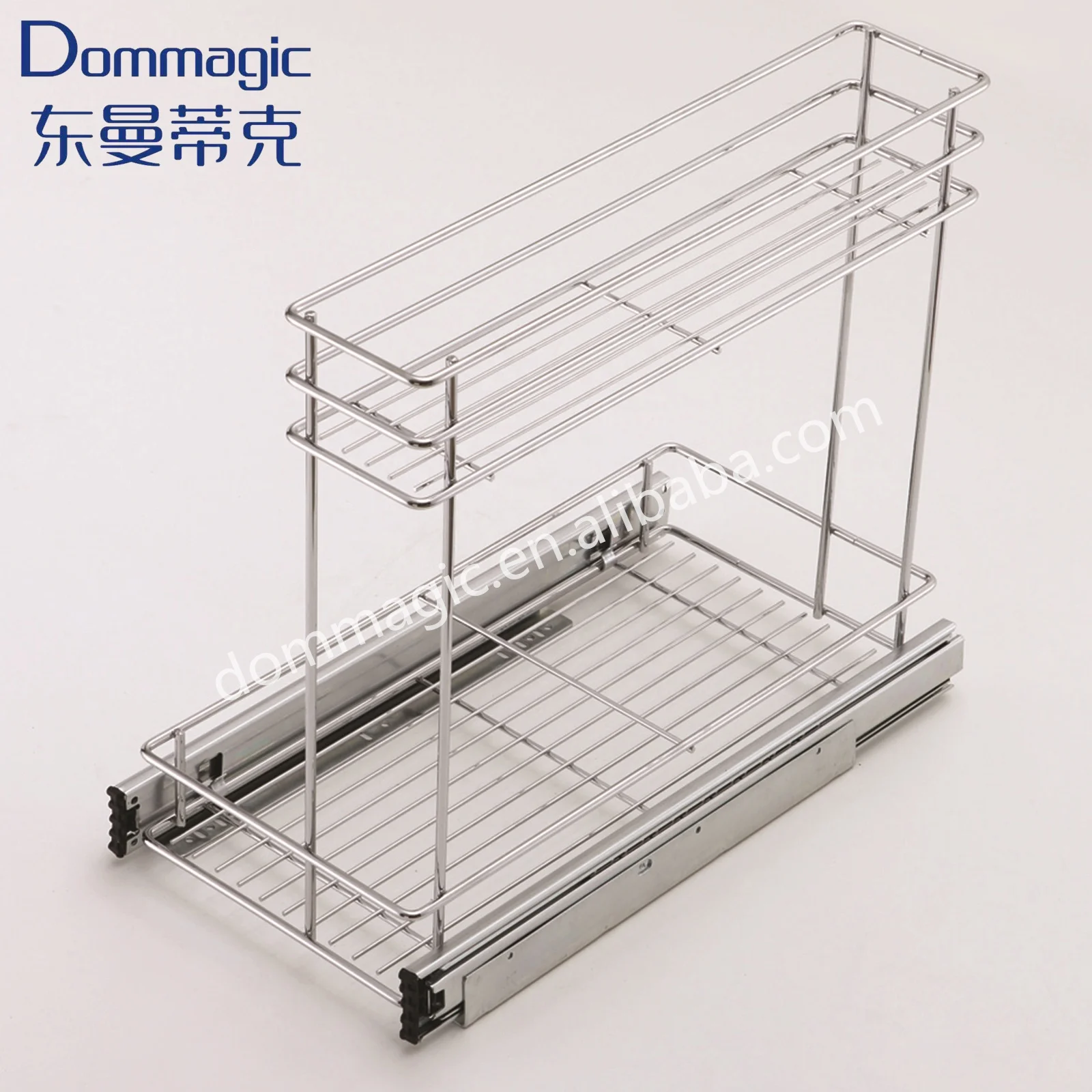 2 Tier Under Sink Pull Out Storage Basket Kitchen Cabinet Organizer Slide Wire Shelf Basket