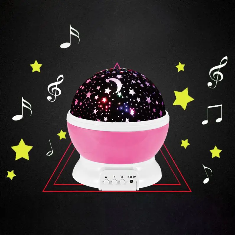 Updated Musical Night Light, 360 Rotating USB Rechargeable Star Projector Lamp Baby Music Lamp 12 Songs to Relax for Sleep Kids