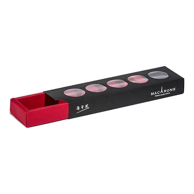 Black Color Customized Macaron Box Custom Packaging Biodegradable Macaron Food Box Package Box For Bakery Shop