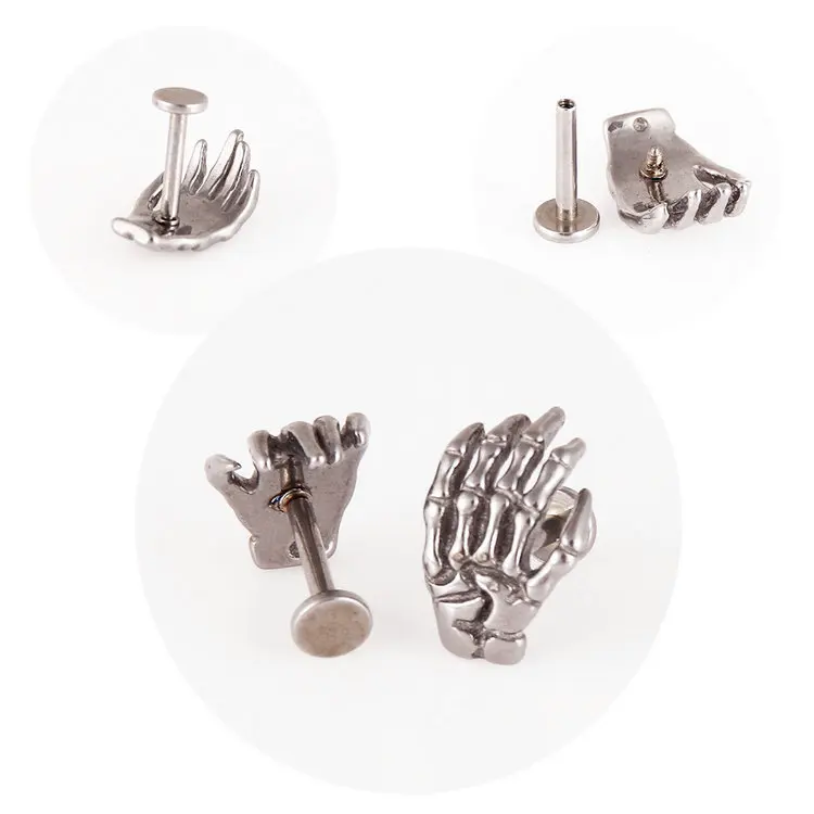 316L Surgical Stainless Steel Skull Lip Piercing Body Piercing Ring