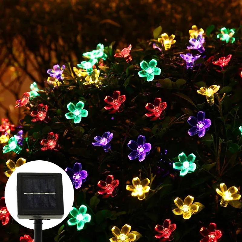 7M 50 LEDS Solar Lamps Flower Blossom Decorative Lights Waterproof Fairy Garden Outdoor Christmas Solar Led Light