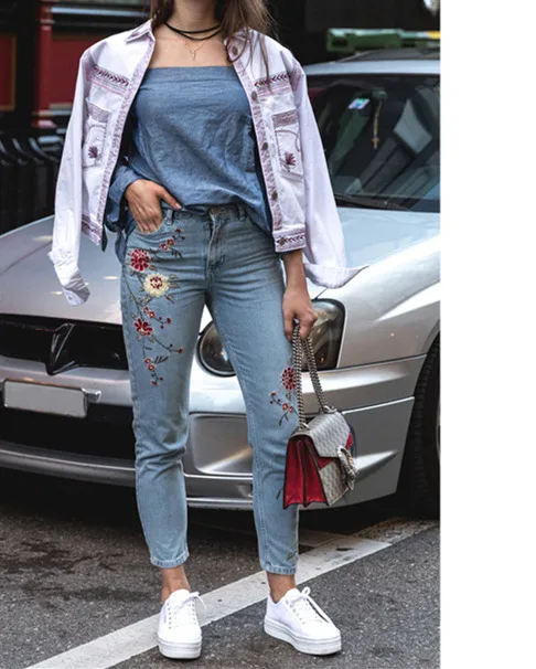  Стильные женские джинсы с вышивкой дальше Всё повторяется не делайте нервы брюки Stb-0640 высокой талией в винтажном стиле; Дышащая обувь обслуживание OEM для женщин; Большие размеры