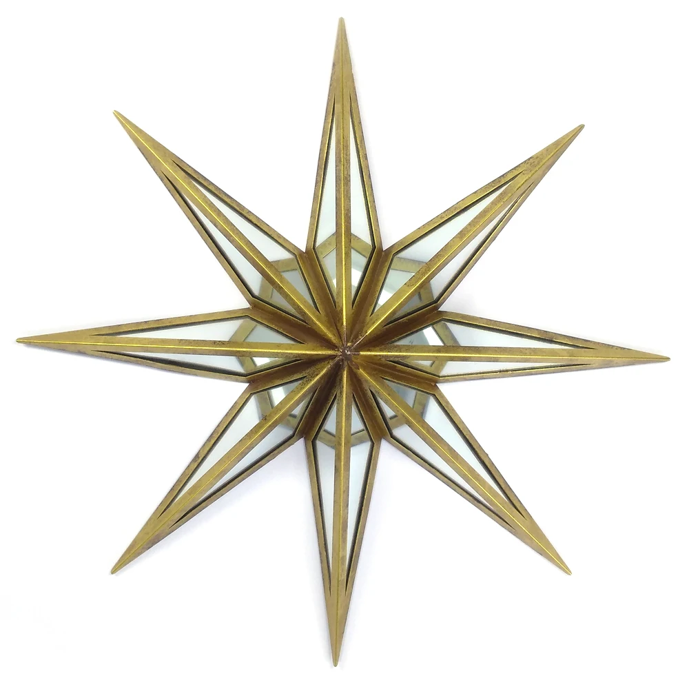 23 inch 58.5cm star shape gold wall mounted metal framed decorative mirror glass for living room