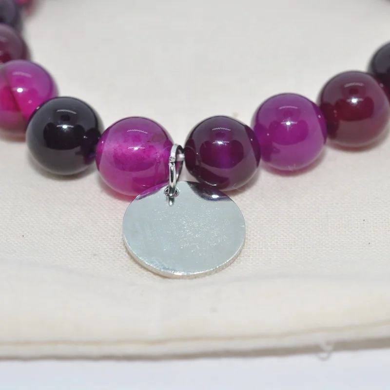 
GPB047 Purple amethyst custom logo natural beads semi-precious stone bracelet for women jewelry gift 