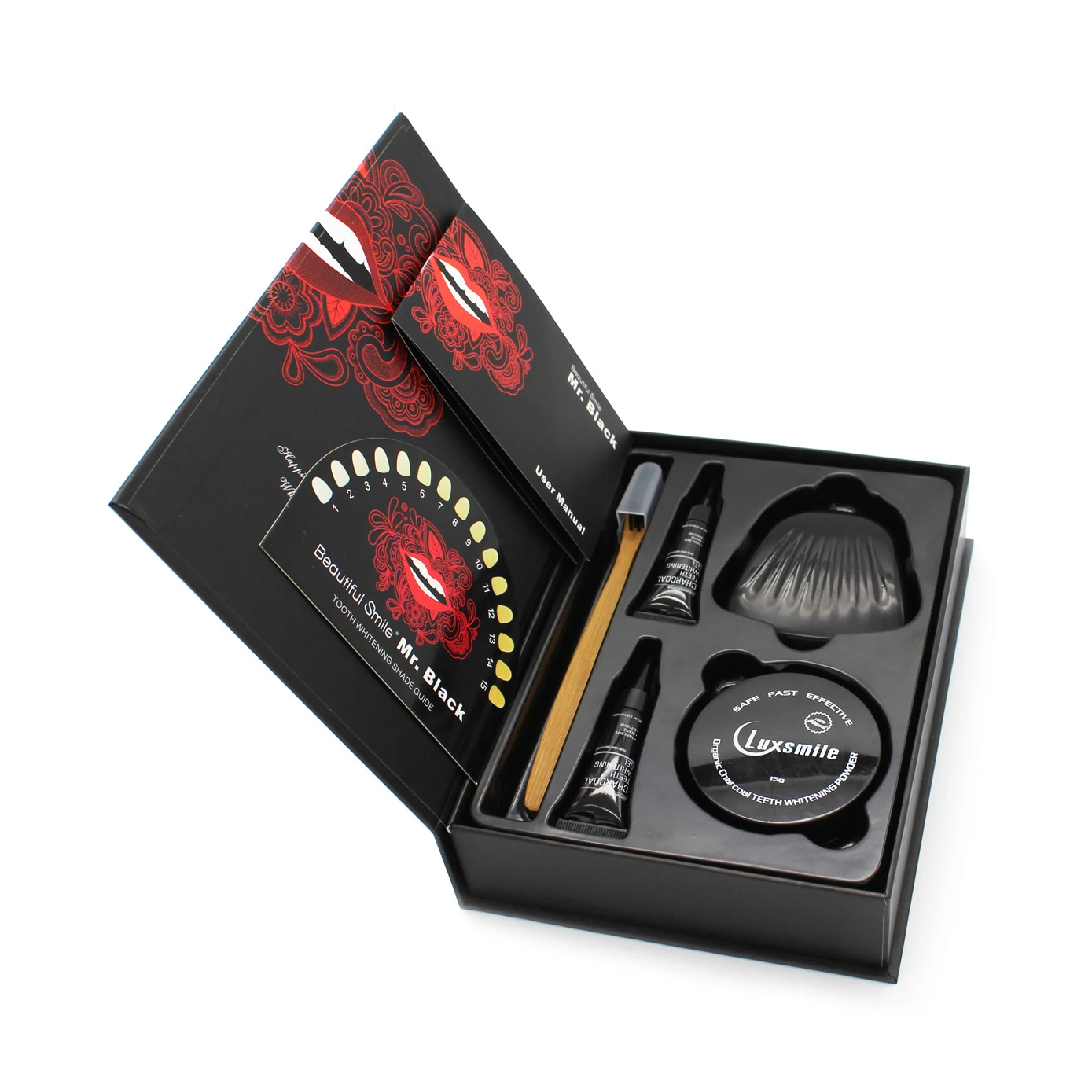 CE утвержденный Mr.Black активированный кокосовый натуральный уголь отбеливающий гель для зубов с личным логотипом