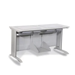 Manual double seat  student computer desk steel hidden monitor table