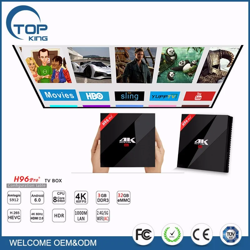 H96 Pro + TV BOX Android 6.0 HD RAM 3GB ROM 32GB Smart TV Wifi 2.4G and 5.0G Bluetooth 4.1