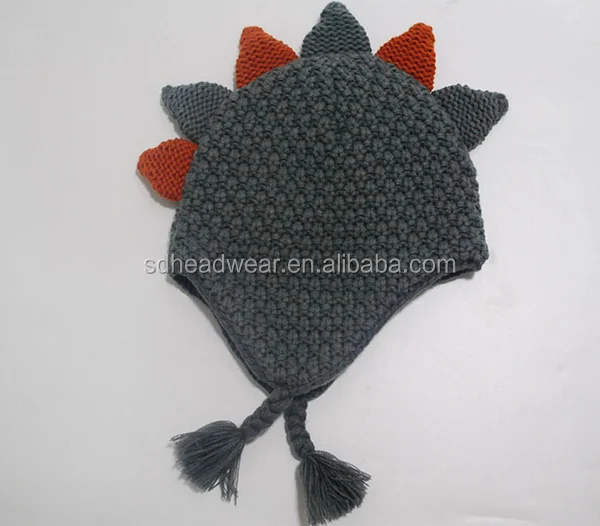 lovely cartoon handmade Baby Hats dinosaur crochet beanie with earflap